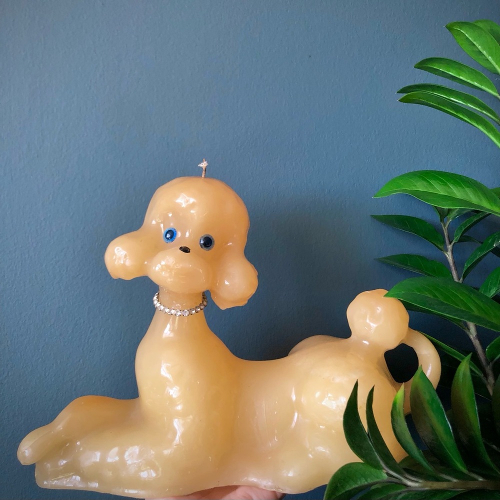 Large Vintage Retro Kitsch Poodle Candle / Never Used / Vintage Novelty Candle
